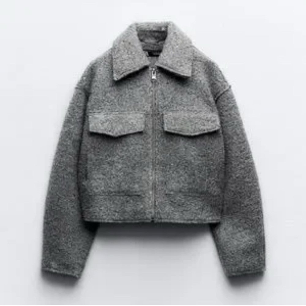 Brand New Gray Zara Teddy Jacket